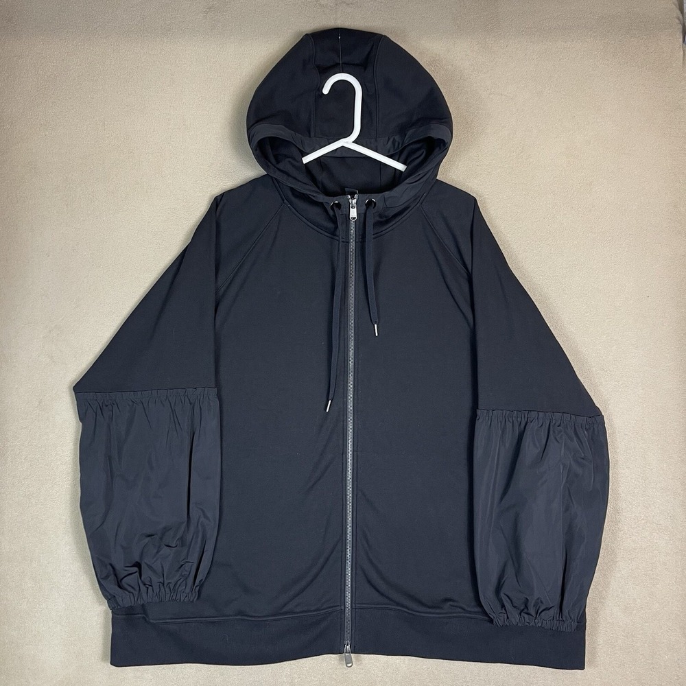 Athleta Hoodie Womens 3X On My Way Triumph Black Mixed Media Zip EUC